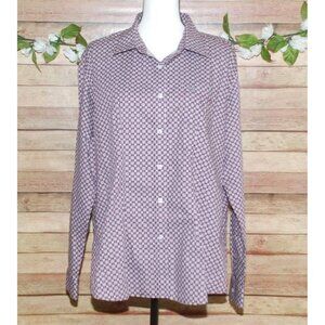 Panhandle Ladies XL Maroon Print Button Up Western Dress Shirt Cowgirl Cotton